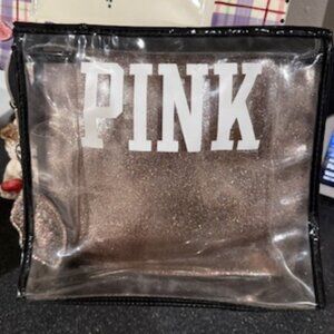 Victoria's Secret PINK Clear/Black/Silver Toiletry Clutch Purse Cosmetic